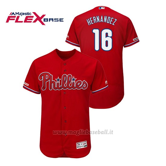 Maglia Baseball Uomo Philadelphia Phillies Cesar Hernandez 150th Aniversario Patch Flex Base Rosso